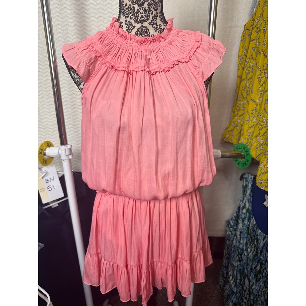BN #15 DO+BE Coral Pink Ruffle Smocked Dress Size S